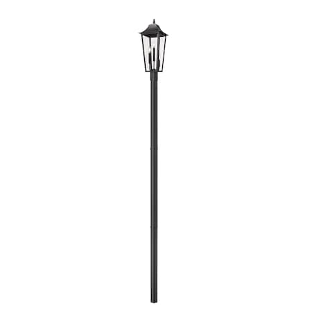 Z-Lite Gannon 3 Light Outdoor Post Mount Fixture, 10in. W x 120.75in. H, Black 5008PHBR-5009P96-BK